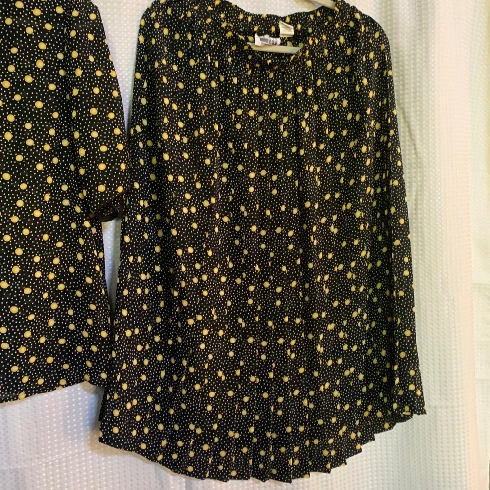 Lesley Fay Sportswear women 10-12 skirt set black yellow dots 1990s granny - Picture 3 of 9